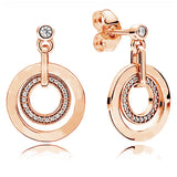 925 Silver Rose Signature Circles Pave Twist Of Faith Hoop Earring