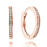 925 Silver Rose Signature Circles Pave Twist Of Faith Hoop Earring