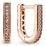 925 Silver Rose Signature Circles Pave Twist Of Faith Hoop Earring
