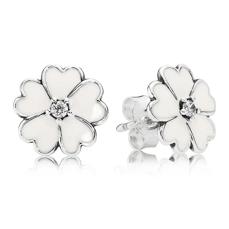 925 Silver Rose Circles Pave Hoop Earring For Women
