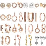 925 Silver Rose Circles Pave Hoop Earring For Women