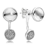 925 Silver Rose Signature Circles Pave Twist Of Faith Hoop Earring
