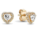 925 Silver Elevated Heart Teardrops Earring With Crystal