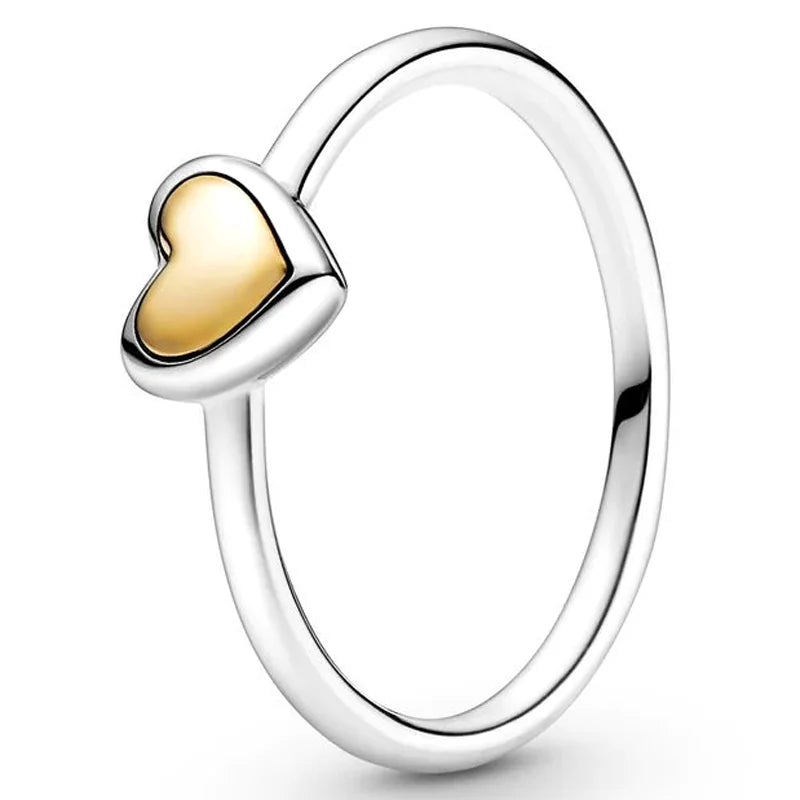 925 Silver Ring Heart Snowflake Knots Pearl Ring