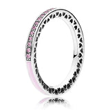 925 Silver Rose Heart Solitaire Enamel Ring