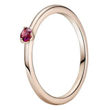 925 Silver Rose Heart Solitaire Enamel Ring