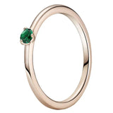 925 Silver Rose Heart Solitaire Enamel Ring