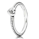 925 Silver Rose Heart Solitaire Enamel Ring