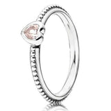 925 Silver Rose Heart Solitaire Enamel Ring