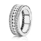 925 Silver Two-tone Circles Reversible Elevated Heart Thick Band Ring
