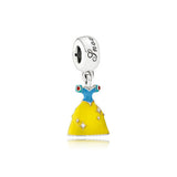 925 Silver Princess Dress Crystal Shoes Charm DIY Beads Pendant Bracelet
