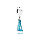 925 Silver Princess Dress Crystal Shoes Charm DIY Beads Pendant Bracelet