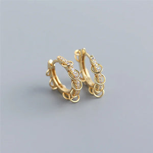 925 Silver Punk Rock Men's Ear Buckle Pave Zircon Circle Earrings