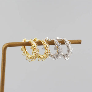 925 Silver Punk Rock Men's Ear Buckle Pave Zircon Circle Earrings