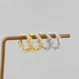 925 Silver Punk Rock Men's Ear Buckle Pave Zircon Circle Earrings