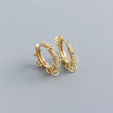 925 Silver Punk Rock Men's Ear Buckle Pave Zircon Circle Earrings