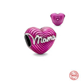 Sterling Silver Mum Heart Charm Bead Bracelet DIY Jewelry