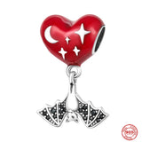 Sterling Silver Mum Heart Charm Bead Bracelet DIY Jewelry