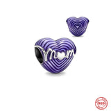 Sterling Silver Mum Heart Charm Bead Bracelet DIY Jewelry