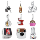 925 Silver Radio Social App Cake Pendant DIY Beads Charm Bracelet Jewelry