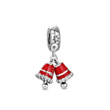 925 Silver Red High Heels Pendant Charm Bracelet DIY Jewelry