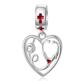 925 Silver Red High Heels Pendant Charm Bracelet DIY Jewelry