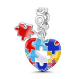 925 Silver Red Mama Fish Puzzle Watermelon Charm for Bracelet DIY Jewelry