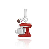 925 Silver Red Sofa Rugby Flower Pendant Charm Bead