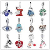 925 Silver Red Sofa Rugby Flower Pendant Charm Bead
