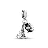 925 Silver Red Sofa Rugby Flower Pendant Charm Bead