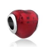 925 Sterling Silver Red Strawberry Love Heart Beads