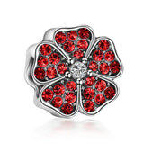 925 Sterling Silver Red Strawberry Love Heart Beads