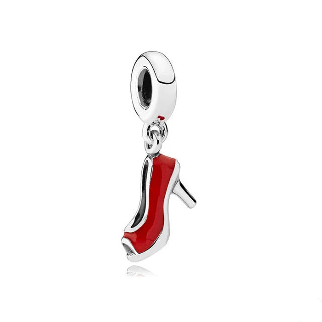 925 Sterling Silver Red Strawberry Love Heart Beads