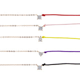 925 Silver Red Yellow String CZ Half Rope Choker Hand Chain Necklace
