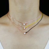 925 Silver Red Yellow String CZ Half Rope Choker Hand Chain Necklace