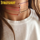 925 Silver Red Yellow String CZ Half Rope Choker Hand Chain Necklace