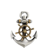 925 Silver Anchor Necklace Men Street Compass Rudder Pendant Hip-Hop Gift