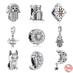 925 Silver Retro Charm Beads Bracelet Women Jewelry Europe Pendant Gift