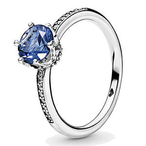 925 Silver & Clear Sparkling Crown Crystal Ring Wedding Gift