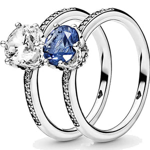 925 Silver & Clear Sparkling Crown Crystal Ring Wedding Gift