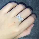 925 Silver Bow Diamond Ring Woman Engagement Wedding Gift