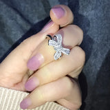 925 Silver Bow Diamond Ring Woman Engagement Wedding Gift