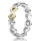925 Silver Dangling Hearts Clover Crystal Ring