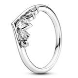 925 Silver Dangling Hearts Clover Crystal Ring