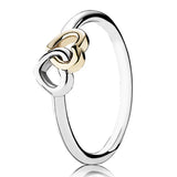 925 Silver Dangling Hearts Clover Crystal Ring