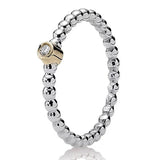 925 Silver Dangling Hearts Clover Crystal Ring