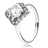 925 Silver Dangling Hearts Clover Crystal Ring