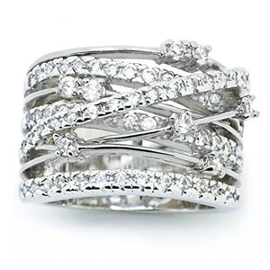 925 Silver Ring with AAAAA Zircon Interwoven Design