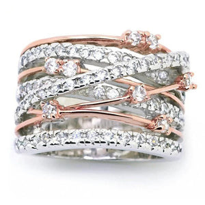 925 Silver Ring with AAAAA Zircon Interwoven Design