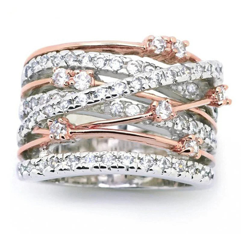 925 Silver Ring with AAAAA Zircon Interwoven Design